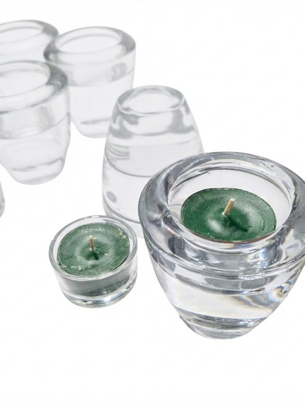 Large 12-Piece Glass Candle & Tea Light Holders with 100 Premium Wicks DIY Set